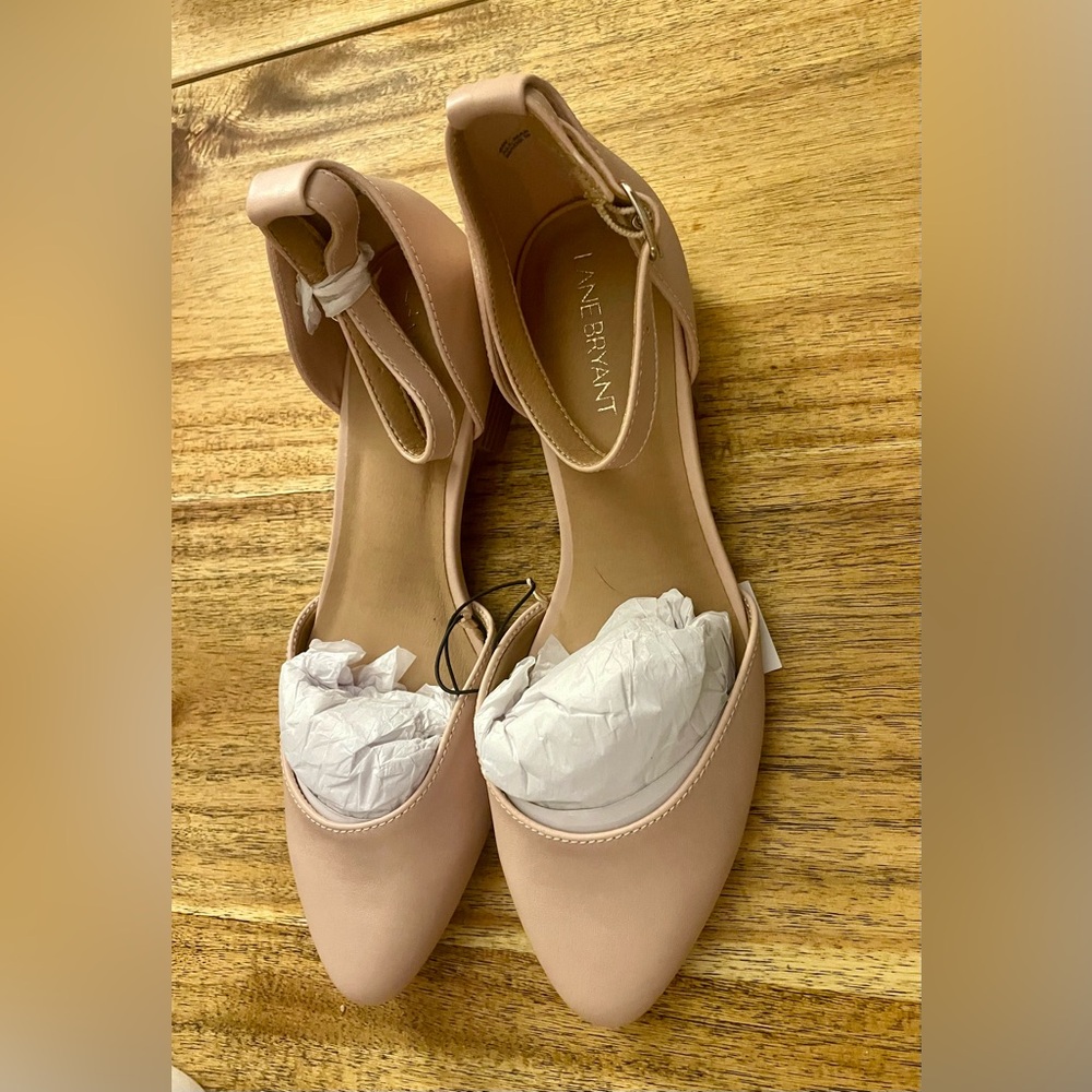 Lane Bryant Women's Tan Flats with Ankle Strap NWT